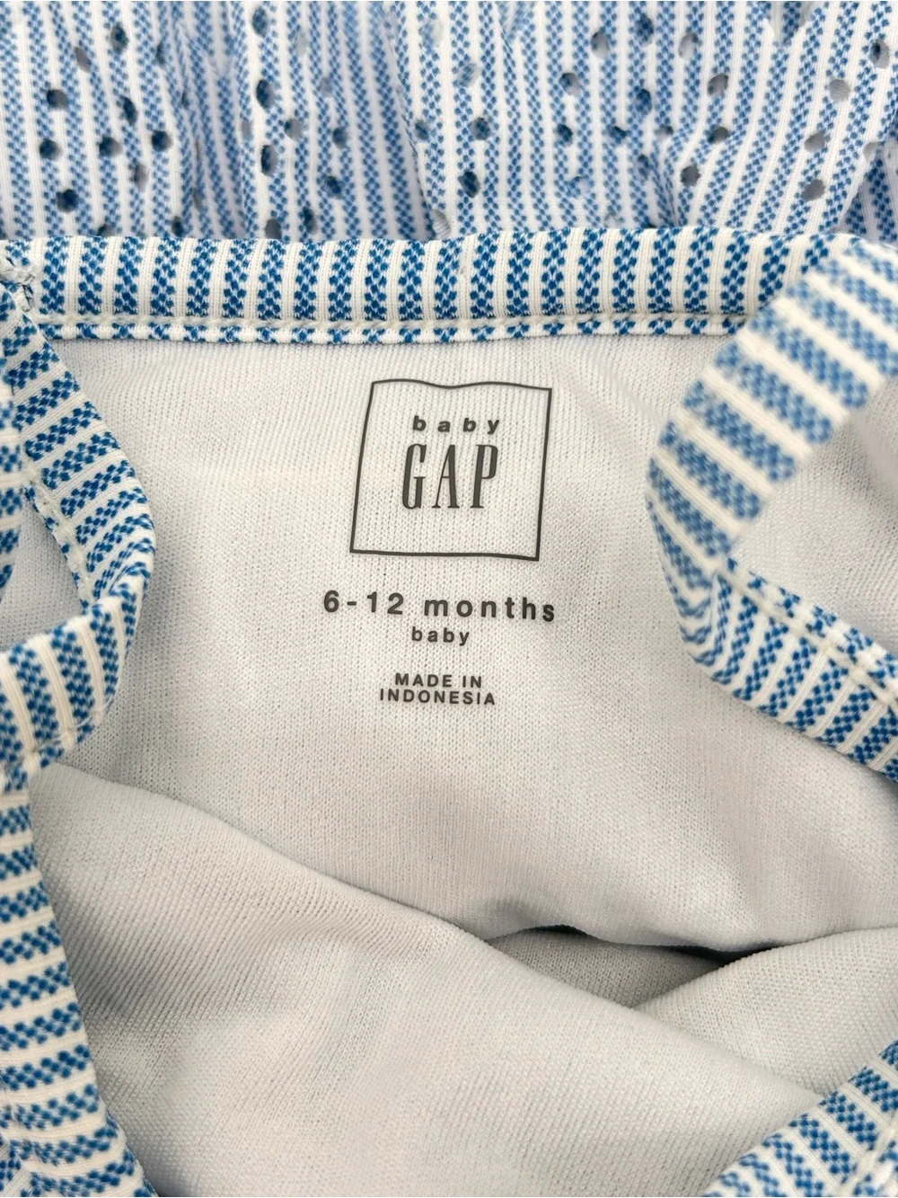 Baby GAP Blue & White Striped Ruffle One-Piece Size 6-12 Months
